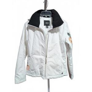 NILS White Women's Hooded Jacket w/Floral Detail Sz 6